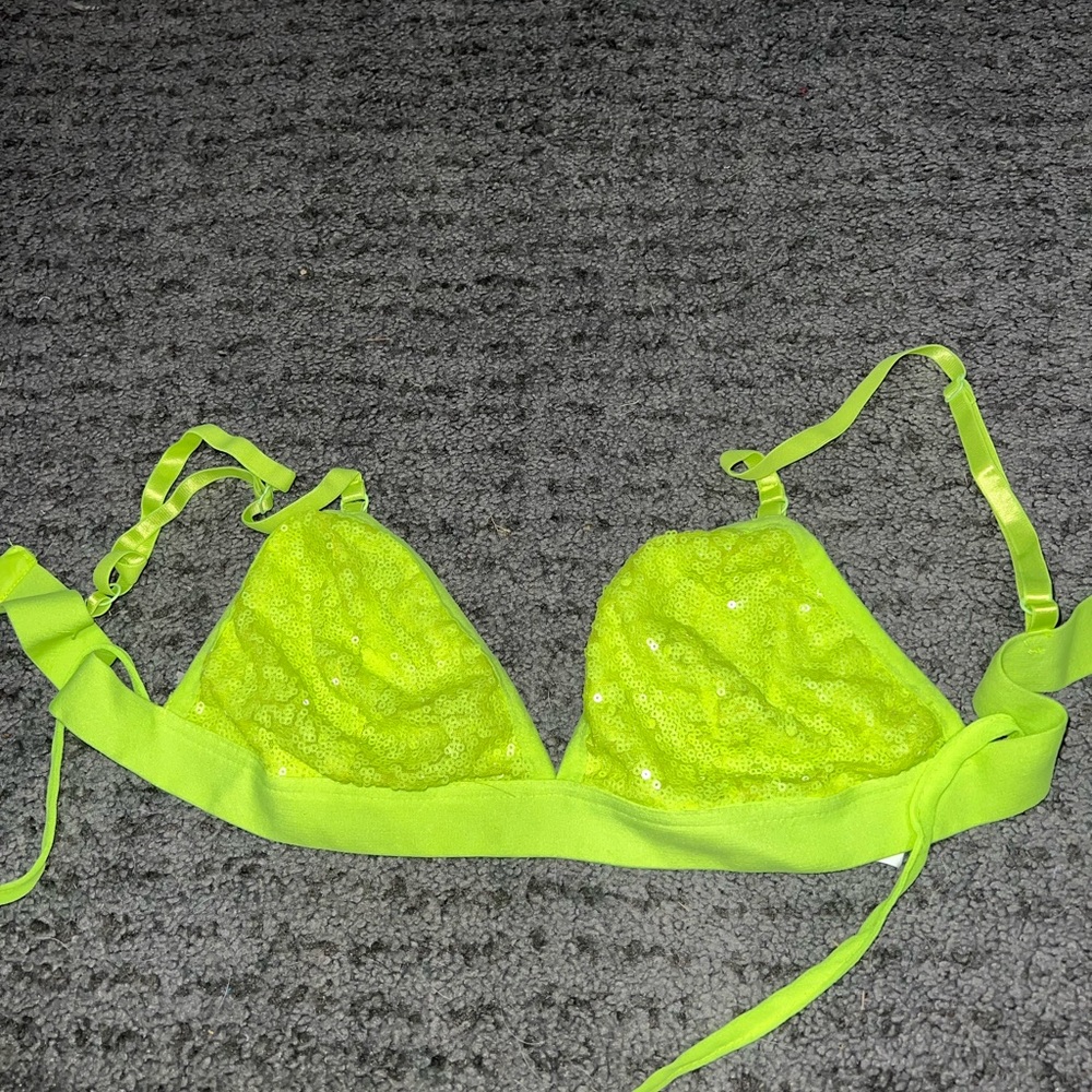 Neon green rave bralette